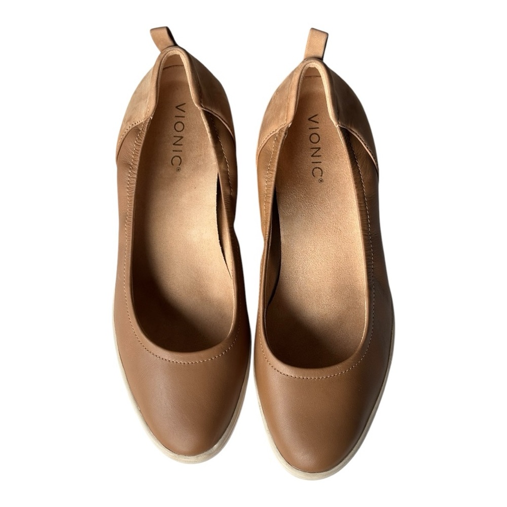 Vionic Jacey Ellery slip-on wedge heel closed toe dark brown leather shoe | 10 - Picture 7 of 12